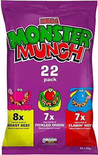 Monster Munch Variety Pack (20 Bags) – Mix of Pickled Onion, Flamin' Hot & Roast Beef